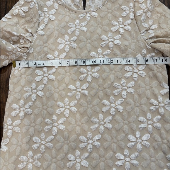 Elegant Beige Floral Puff Embroidered Top - Picture 6 of 9